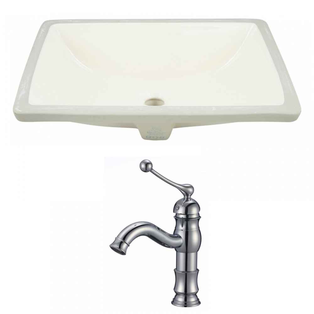 18.25-in. W CUPC Rectangle Bathroom Undermount Sink Set In Biscuit - Chrome Hardware