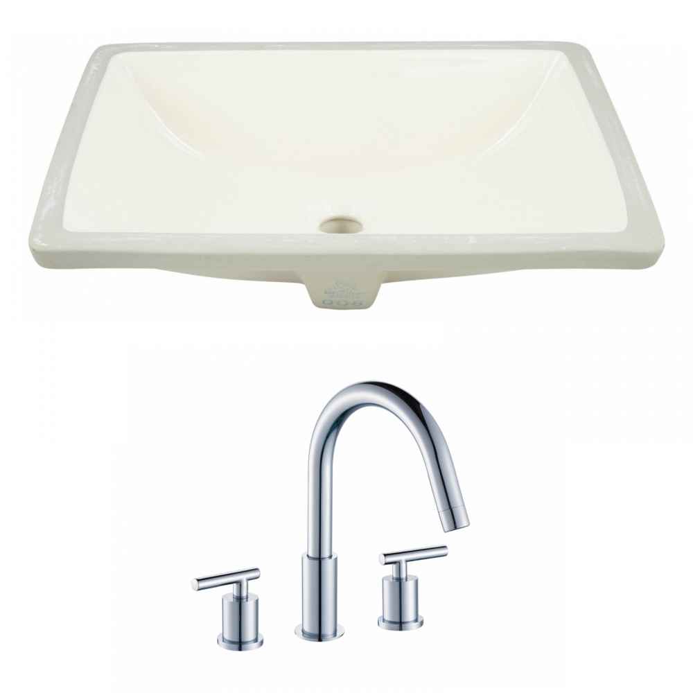 18.25-in. W CUPC Rectangle Bathroom Undermount Sink Set In Biscuit - Chrome Hardware