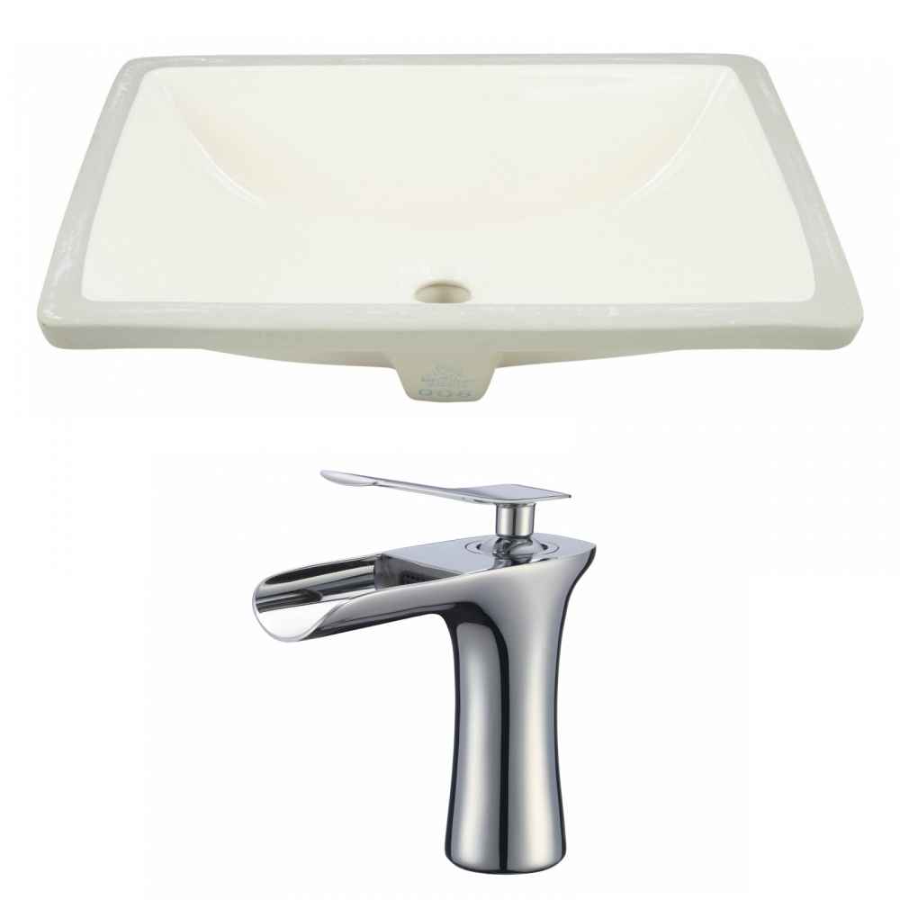 18.25-in. W CUPC Rectangle Bathroom Undermount Sink Set In Biscuit - Chrome Hardware
