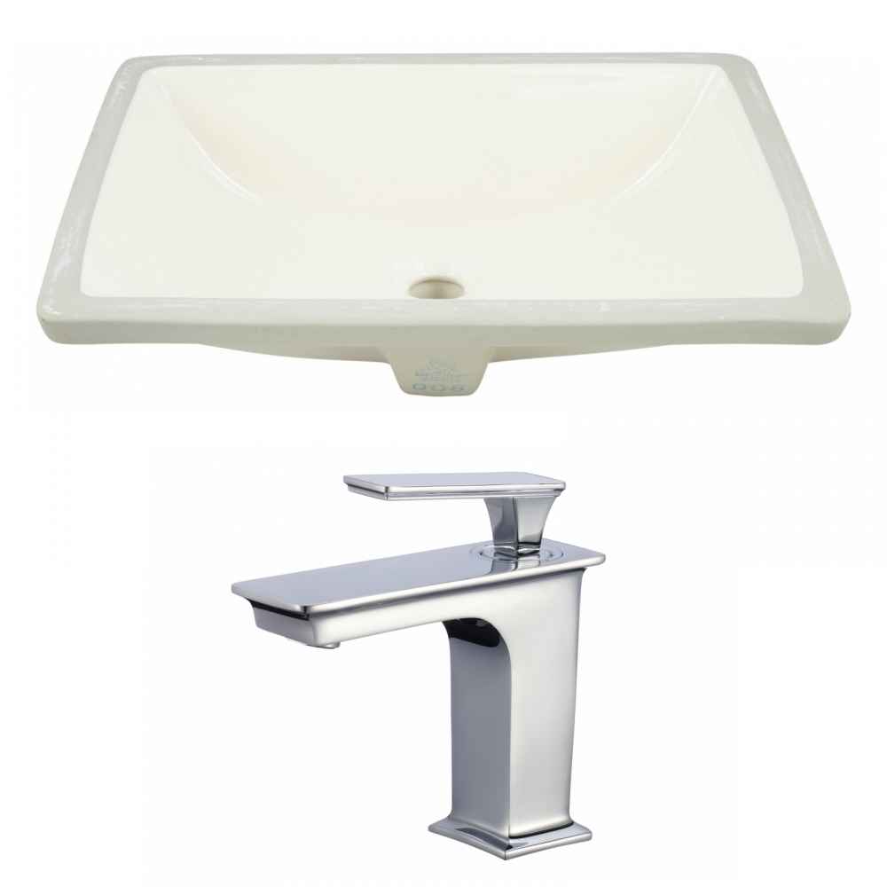 18.25-in. W CUPC Rectangle Bathroom Undermount Sink Set In Biscuit - Chrome Hardware