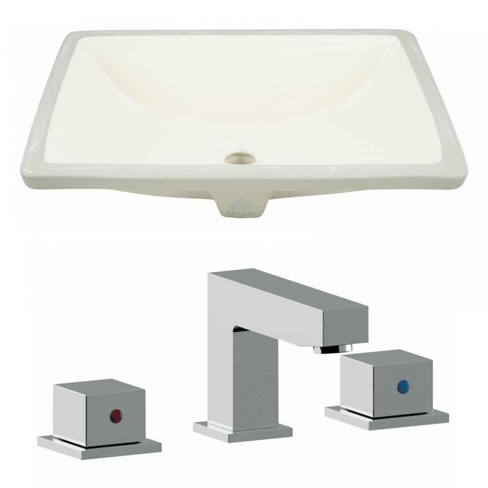 18.25-in. W CUPC Rectangle Bathroom Undermount Sink Set In Biscuit - Chrome Hardware