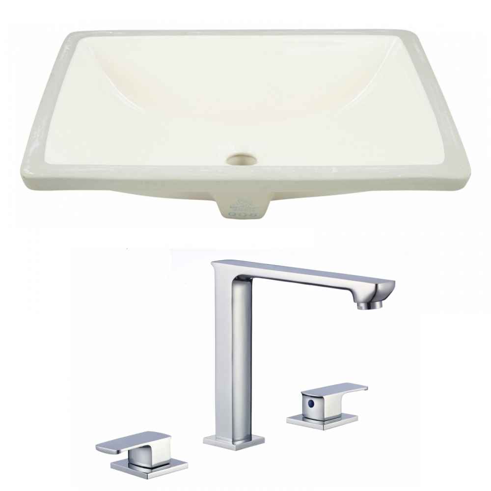 18.25-in. W CUPC Rectangle Bathroom Undermount Sink Set In Biscuit - Chrome Hardware