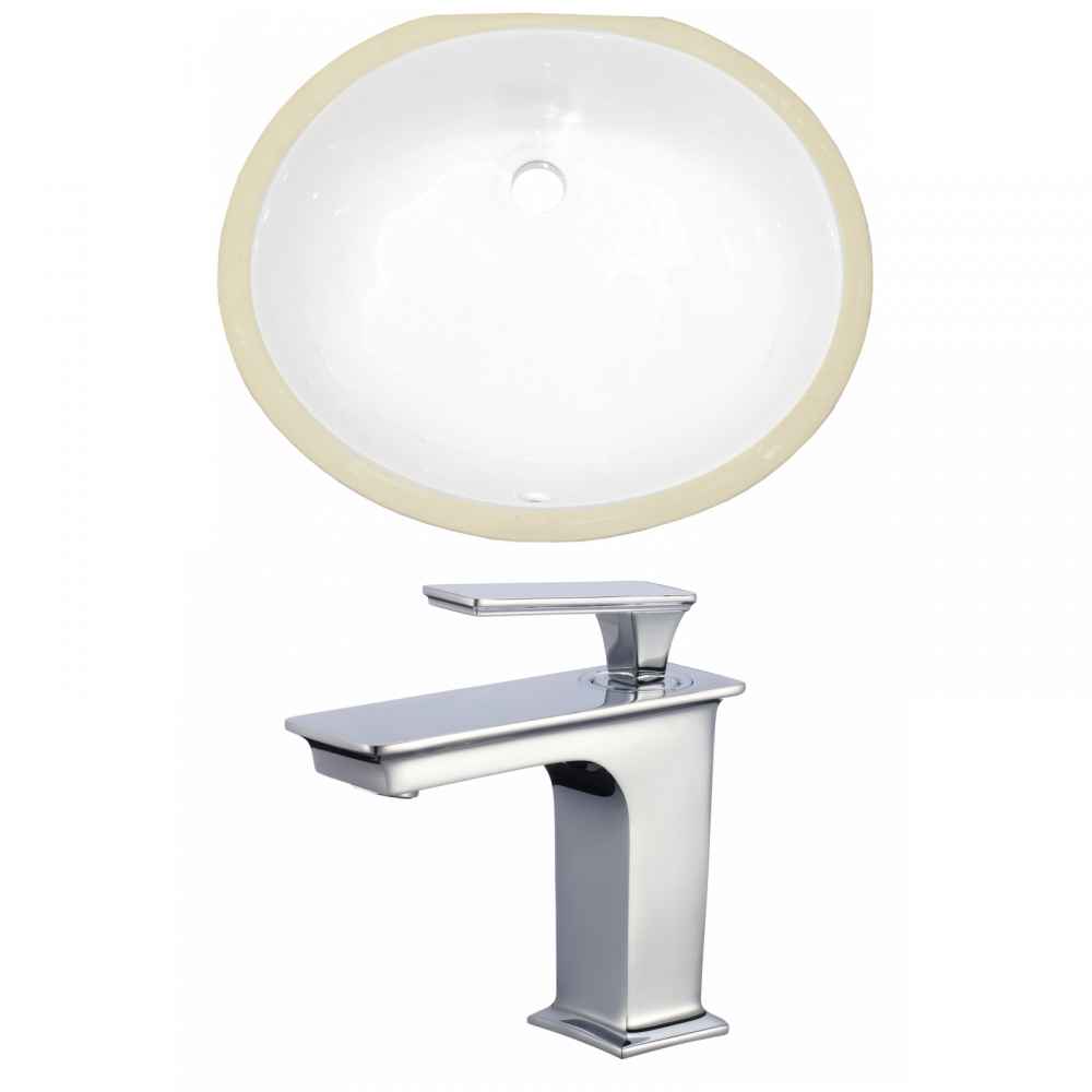 19.5-in. W CUPC Oval Bathroom Undermount Sink Set In White - Chrome Hardware