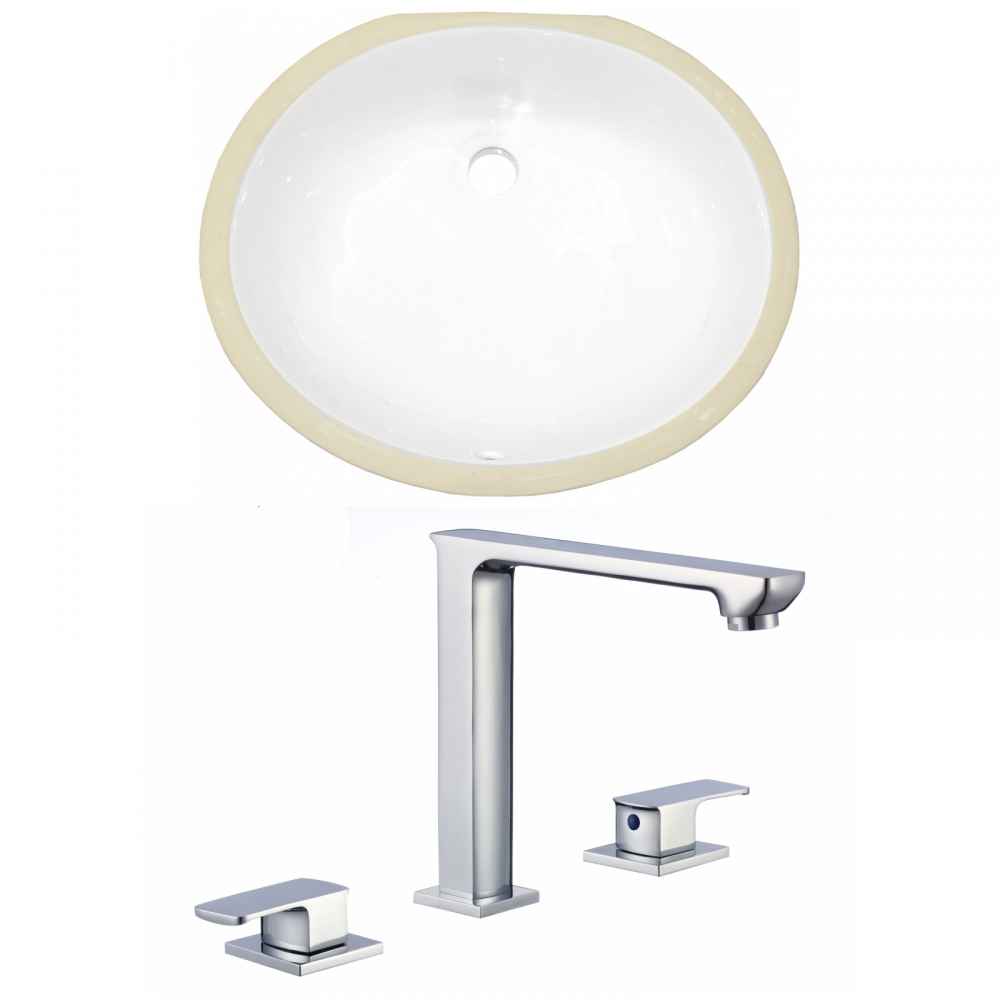 19.5-in. W CUPC Oval Bathroom Undermount Sink Set In White - Chrome Hardware