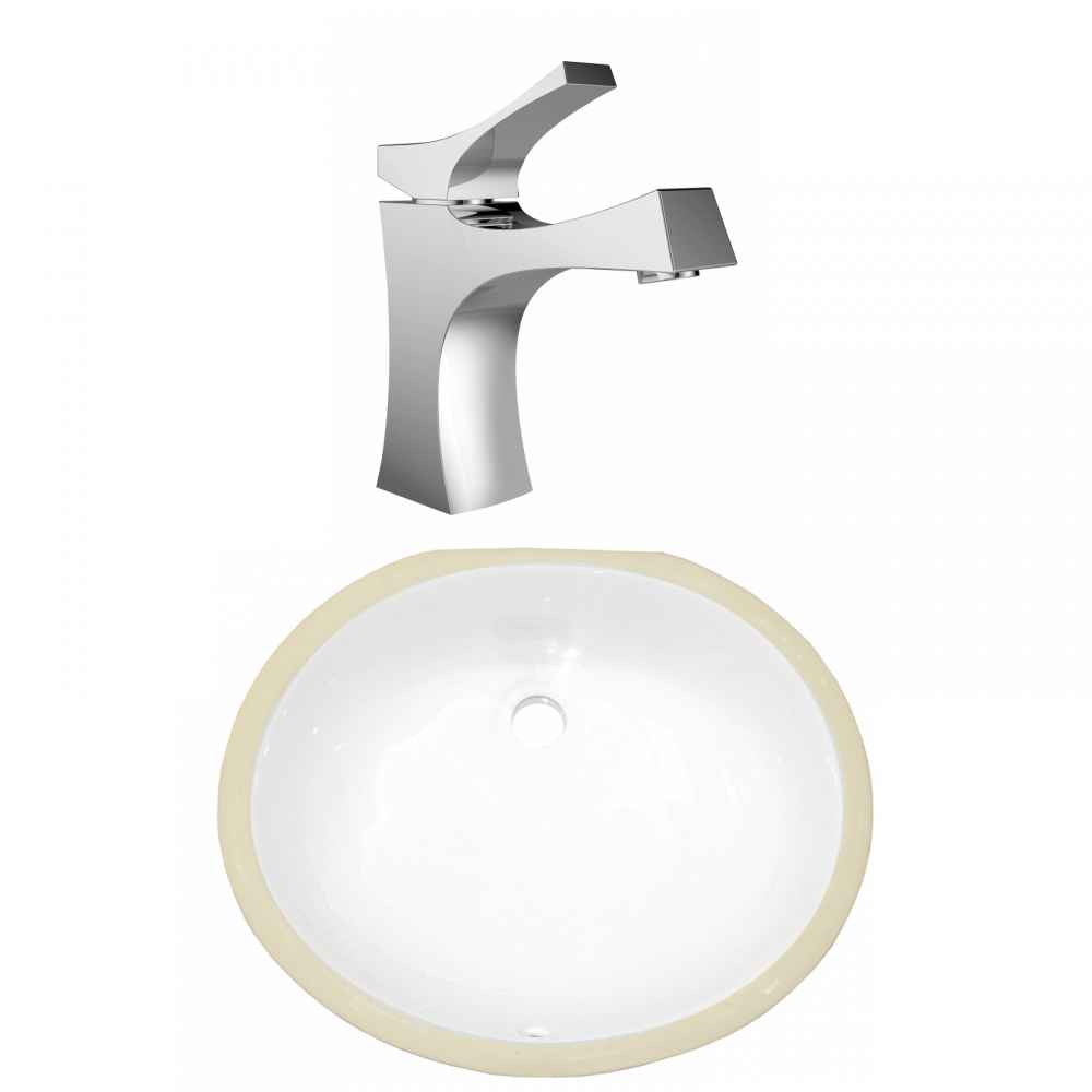 18.25-in. W CSA Oval Bathroom Undermount Sink Set In White - Chrome Hardware