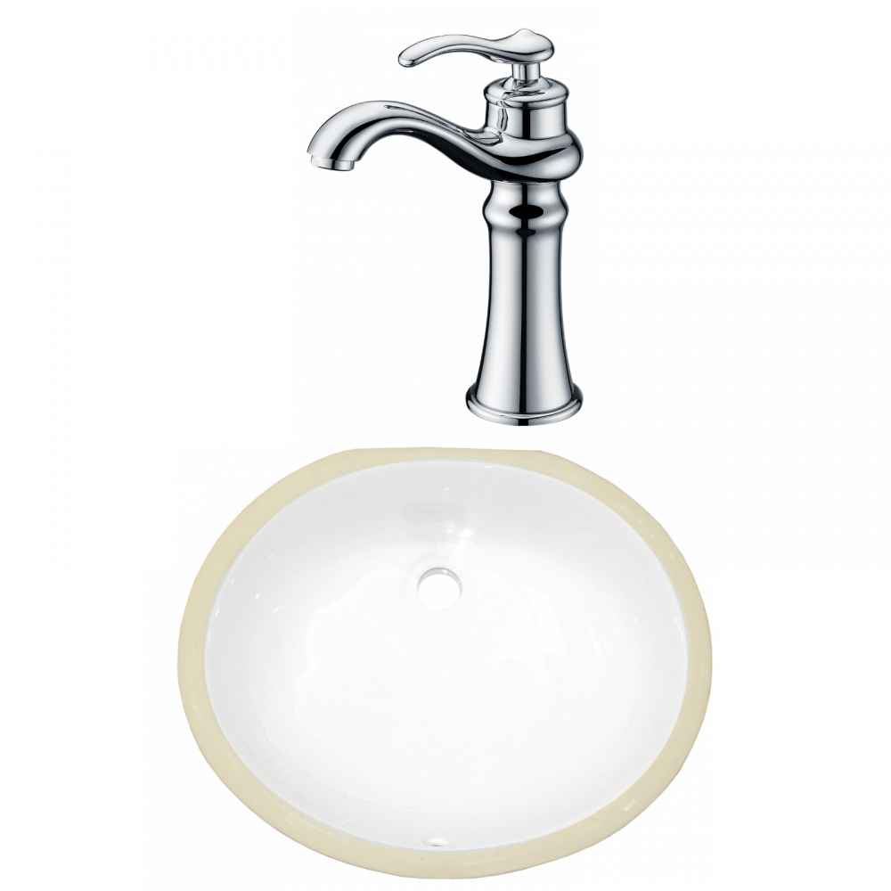 18.25-in. W CSA Oval Bathroom Undermount Sink Set In White - Chrome Hardware