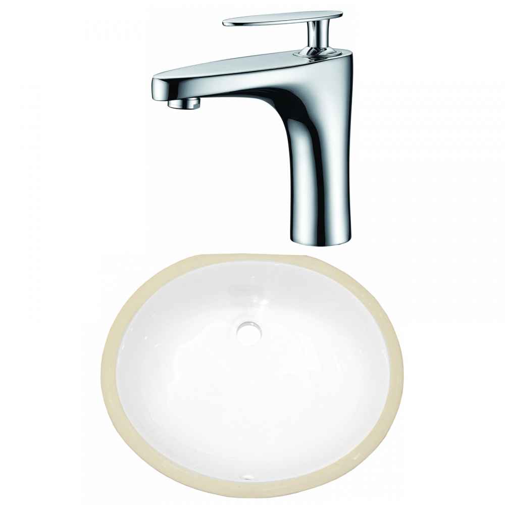 18.25-in. W CSA Oval Bathroom Undermount Sink Set In White - Chrome Hardware