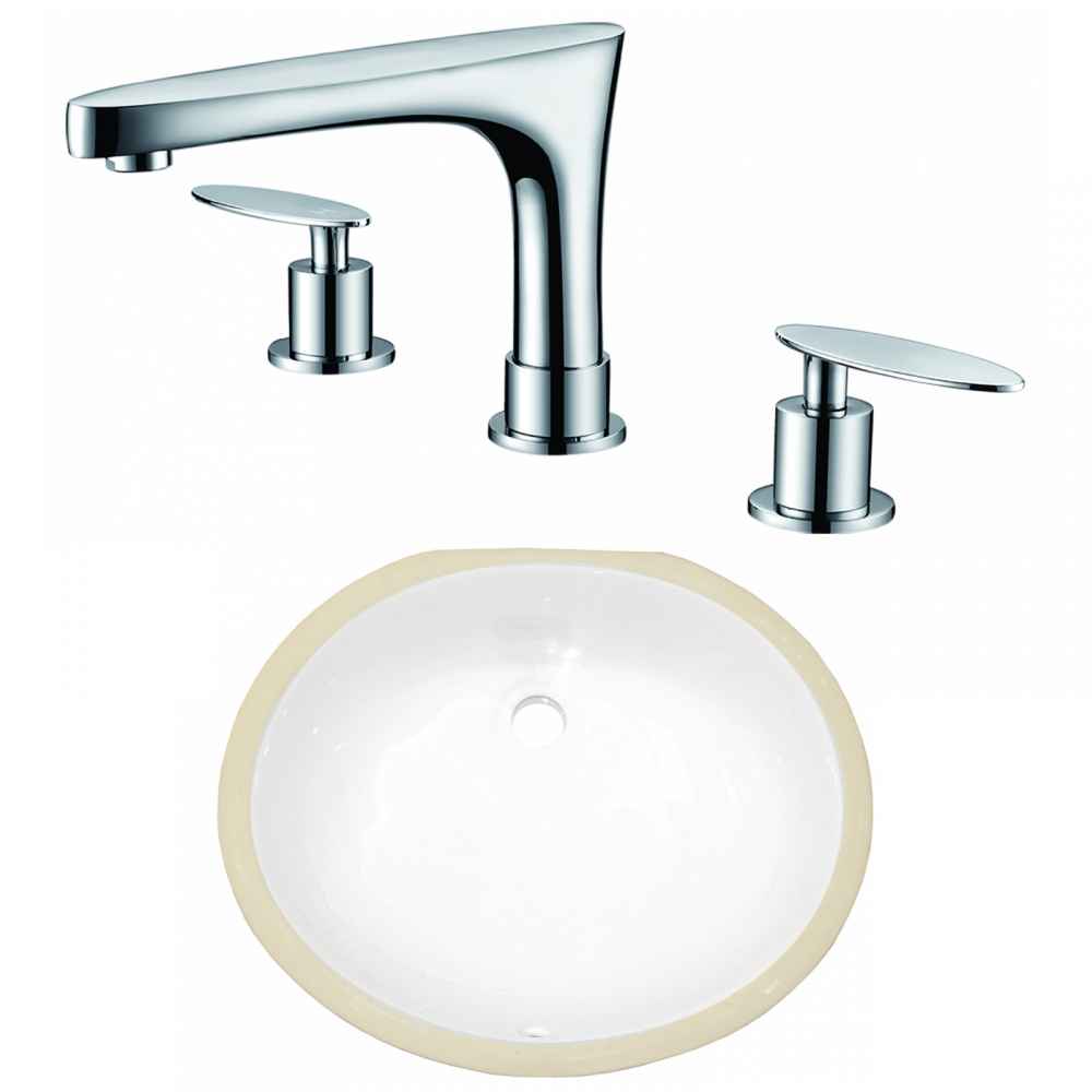 18.25-in. W CSA Oval Bathroom Undermount Sink Set In White - Chrome Hardware