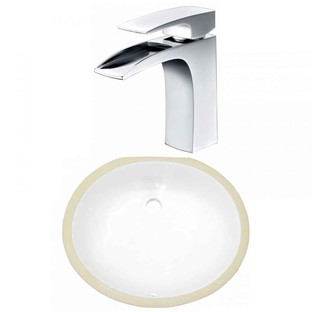 18.25-in. W CSA Oval Bathroom Undermount Sink Set In White - Chrome Hardware