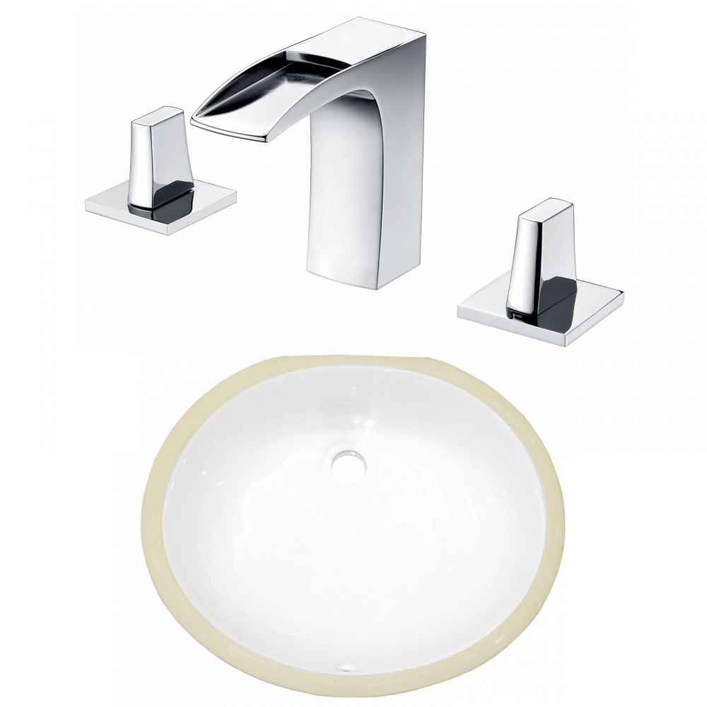 18.25-in. W CSA Oval Bathroom Undermount Sink Set In White - Chrome Hardware
