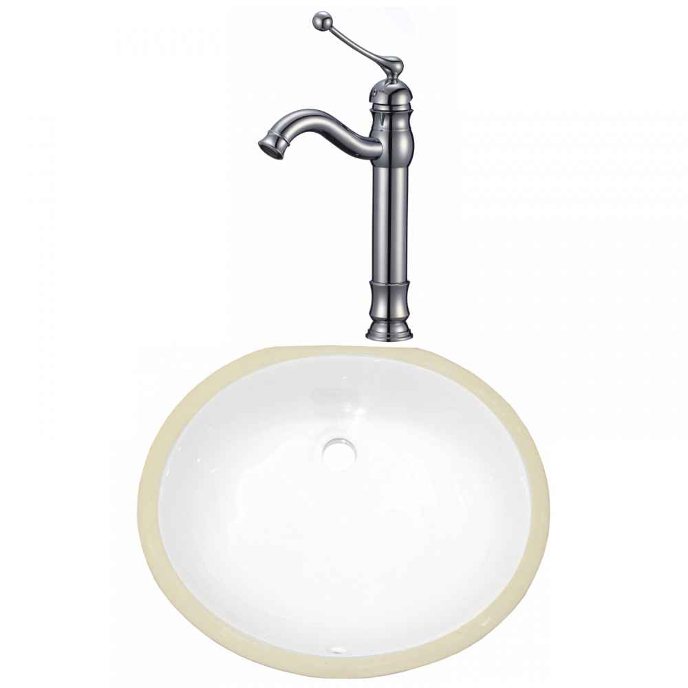 18.25-in. W CSA Oval Bathroom Undermount Sink Set In White - Chrome Hardware