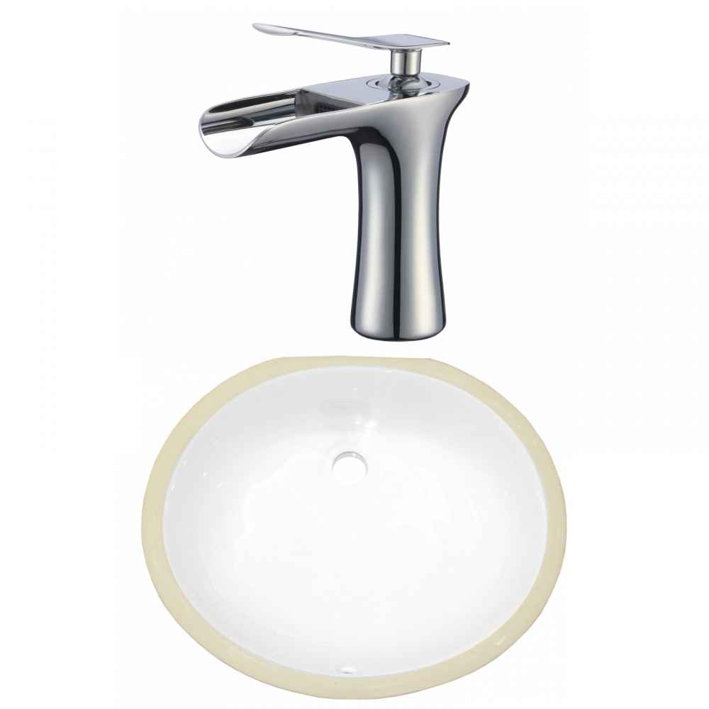 18.25-in. W CSA Oval Bathroom Undermount Sink Set In White - Chrome Hardware