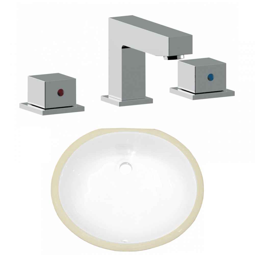 18.25-in. W CSA Oval Bathroom Undermount Sink Set In White - Chrome Hardware