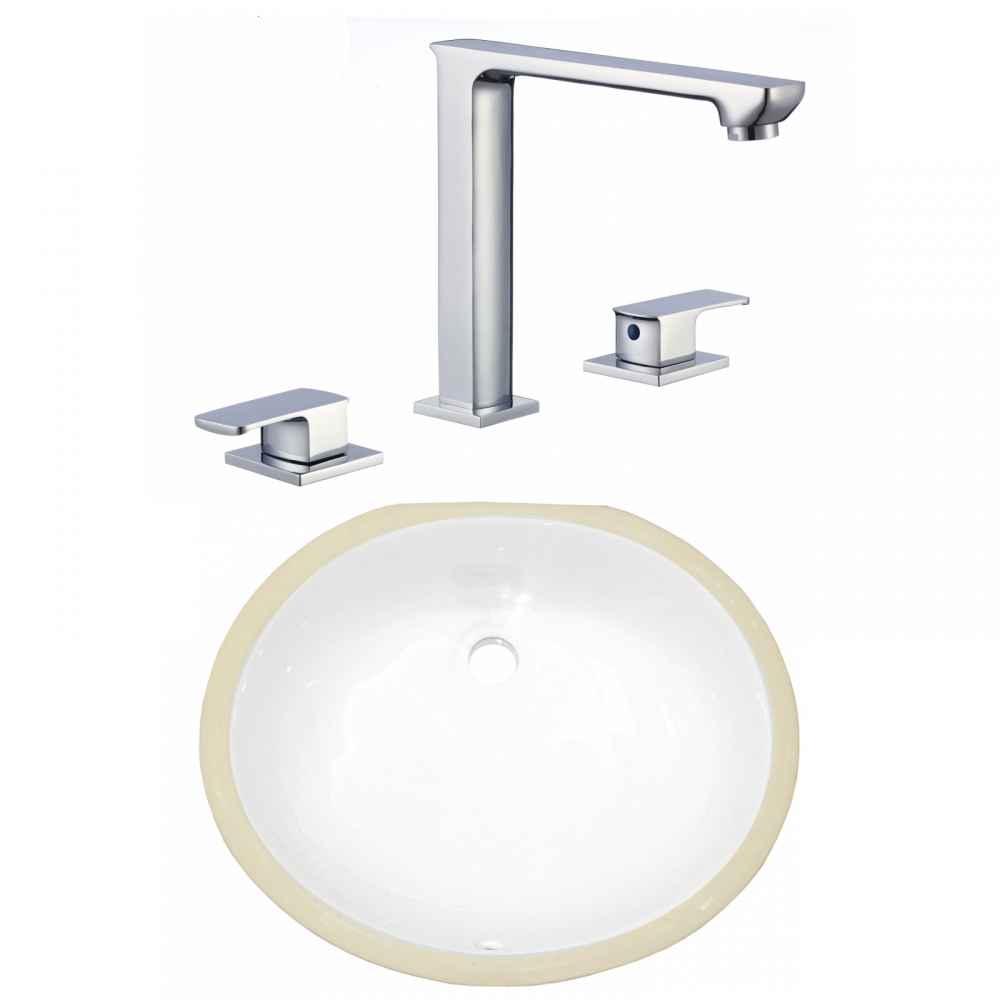 18.25-in. W CSA Oval Bathroom Undermount Sink Set In White - Chrome Hardware