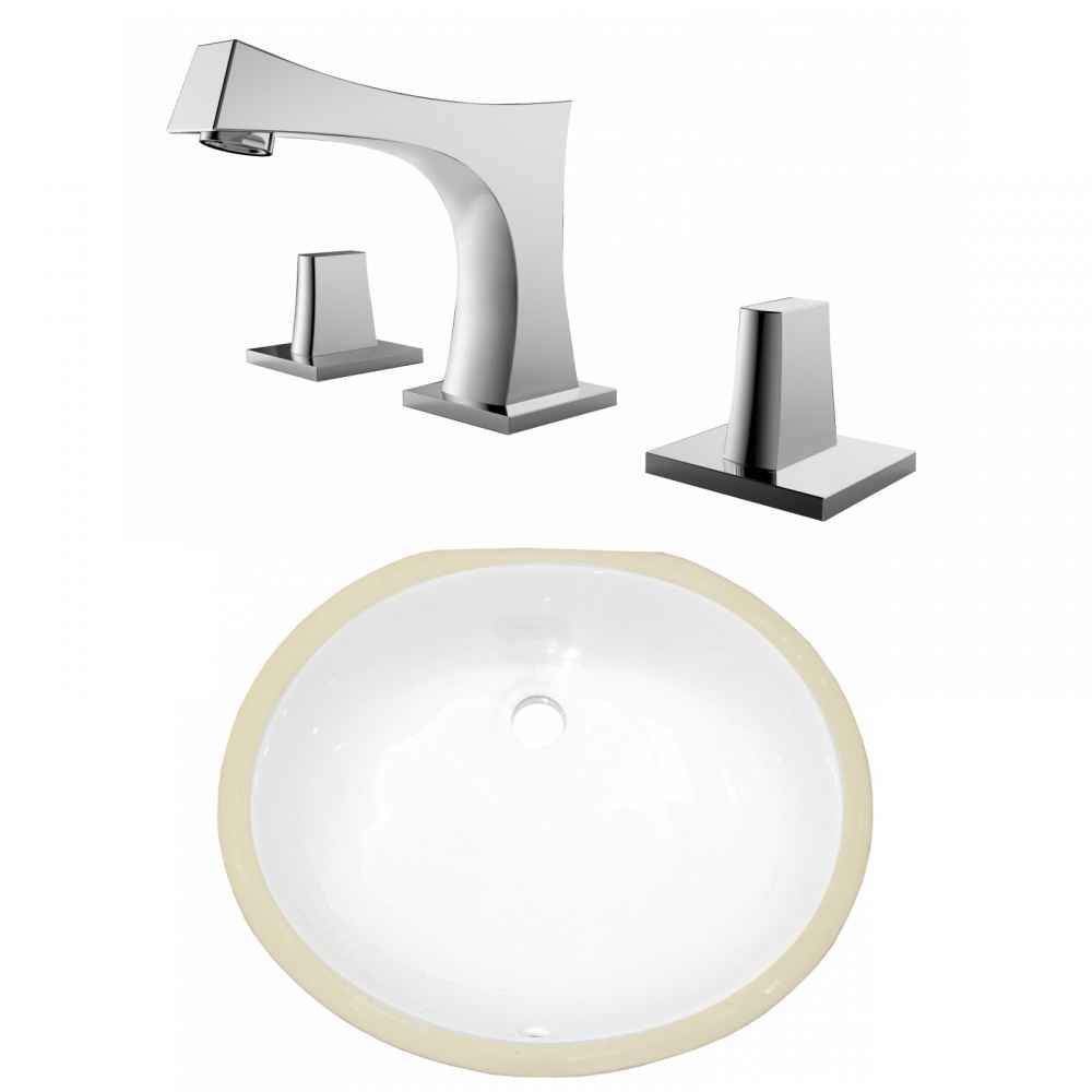 16.5-in. W CSA Oval Bathroom Undermount Sink Set In White - Chrome Hardware