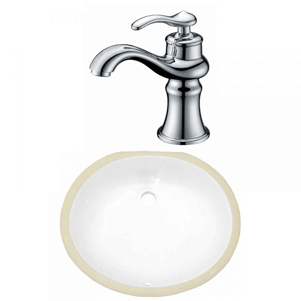 16.5-in. W CSA Oval Bathroom Undermount Sink Set In White - Chrome Hardware
