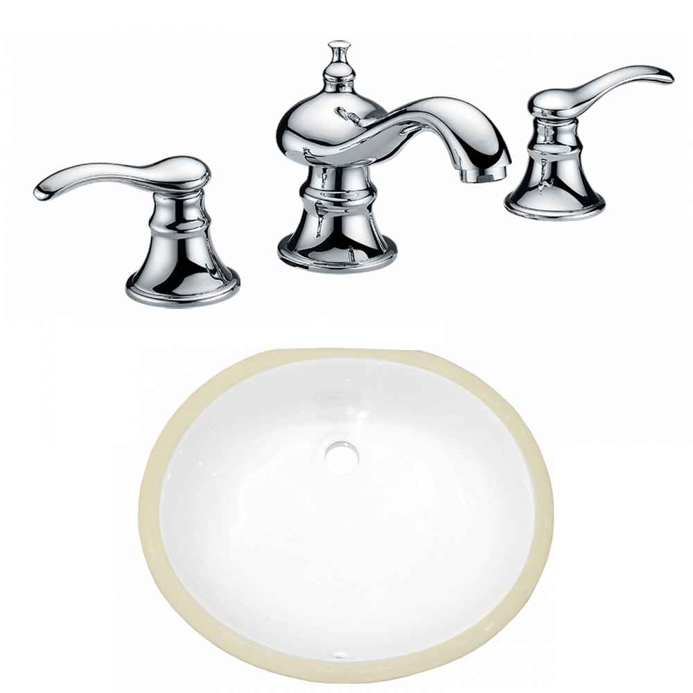 16.5-in. W CSA Oval Bathroom Undermount Sink Set In White - Chrome Hardware
