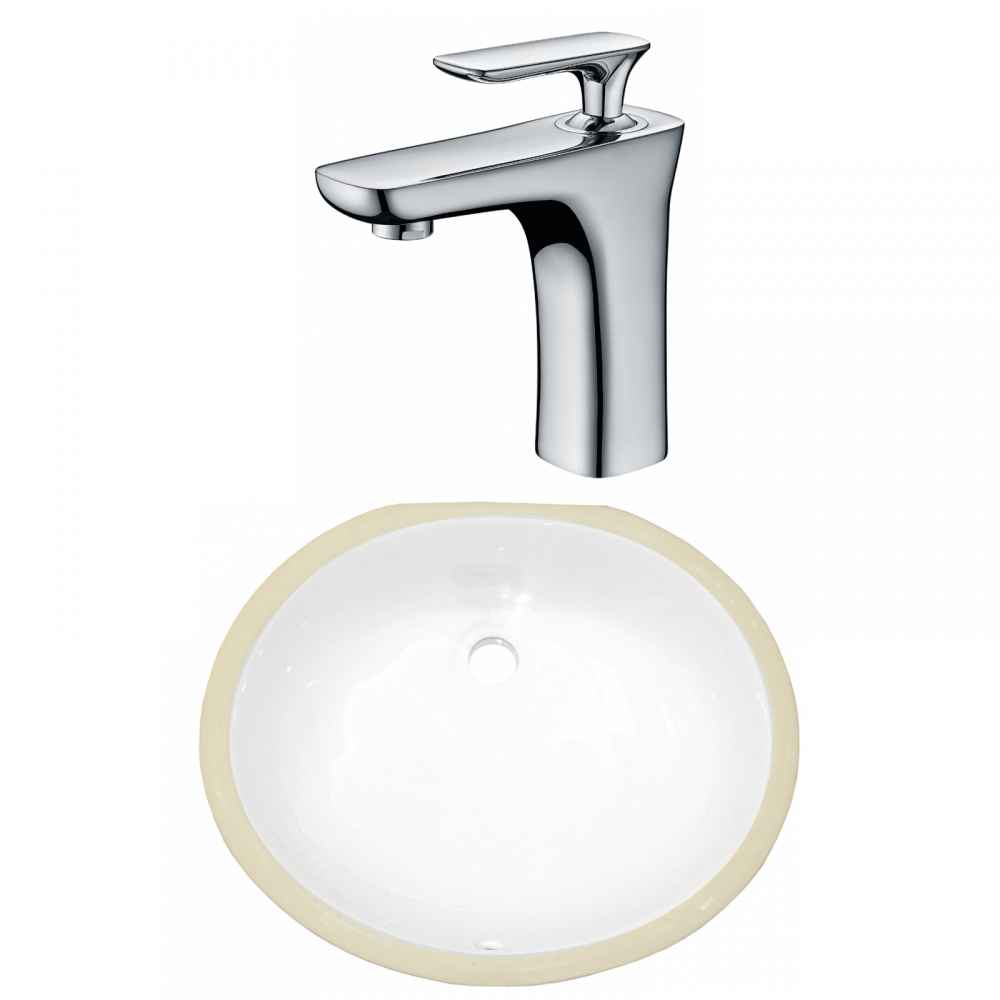 16.5-in. W CSA Oval Bathroom Undermount Sink Set In White - Chrome Hardware