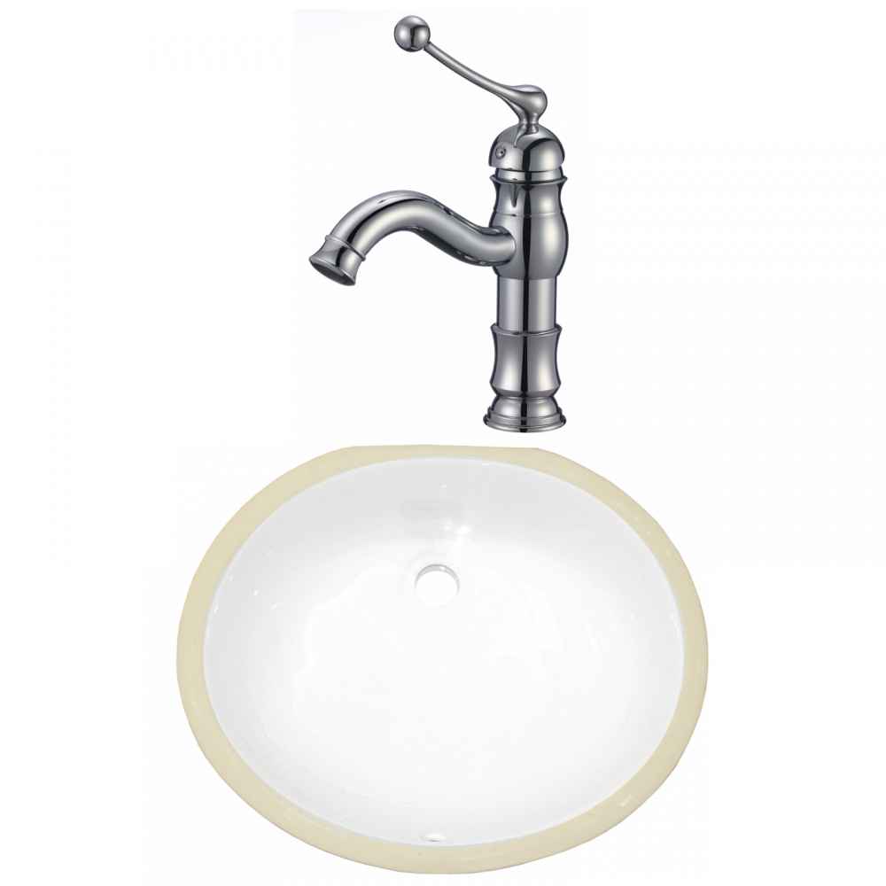 16.5-in. W CSA Oval Bathroom Undermount Sink Set In White - Chrome Hardware