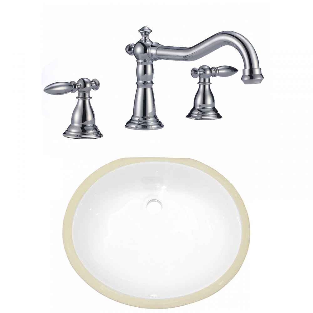 16.5-in. W CSA Oval Bathroom Undermount Sink Set In White - Chrome Hardware