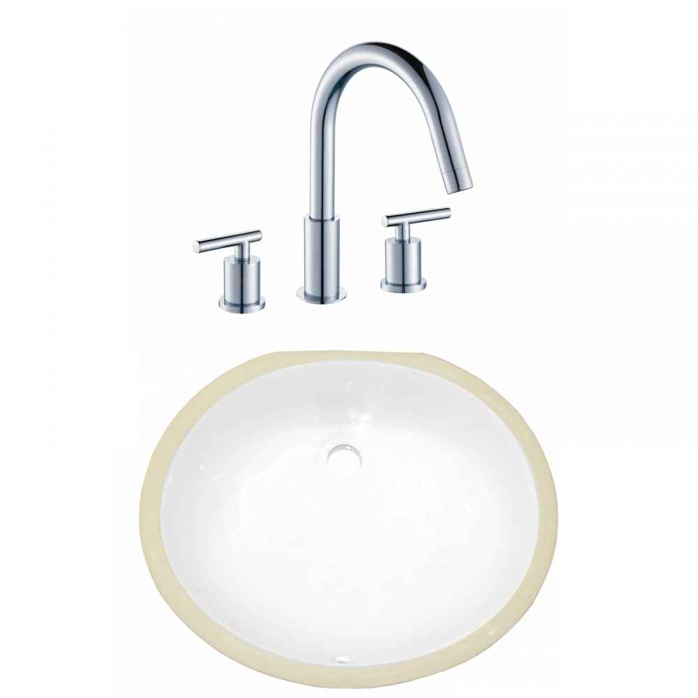 16.5-in. W CSA Oval Bathroom Undermount Sink Set In White - Chrome Hardware