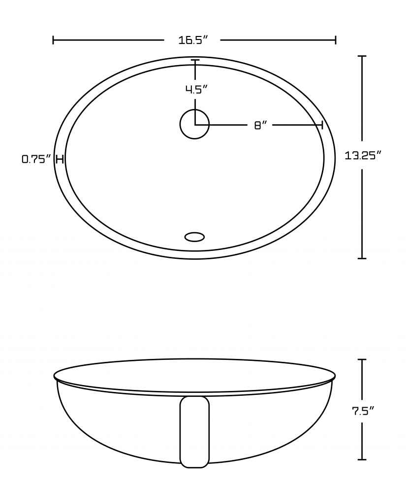 16.5-in. W CSA Oval Bathroom Undermount Sink Set In White - Chrome Hardware