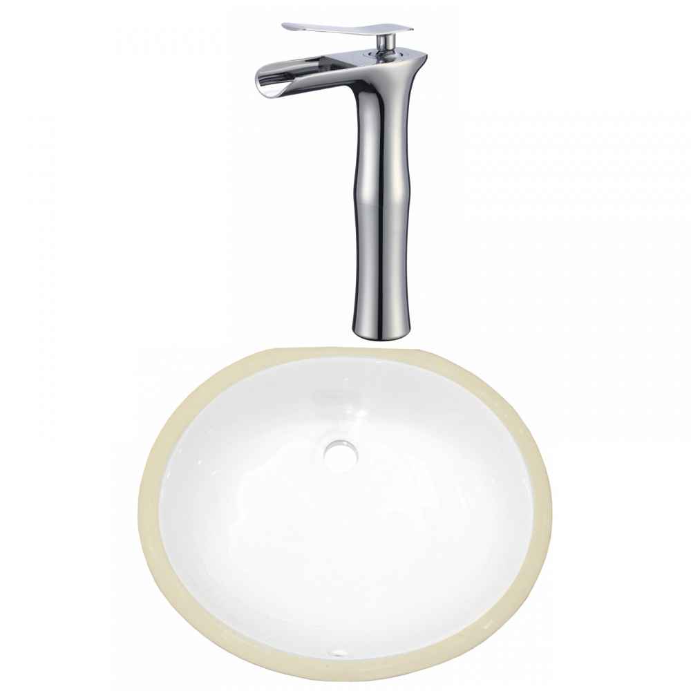 16.5-in. W CSA Oval Bathroom Undermount Sink Set In White - Chrome Hardware