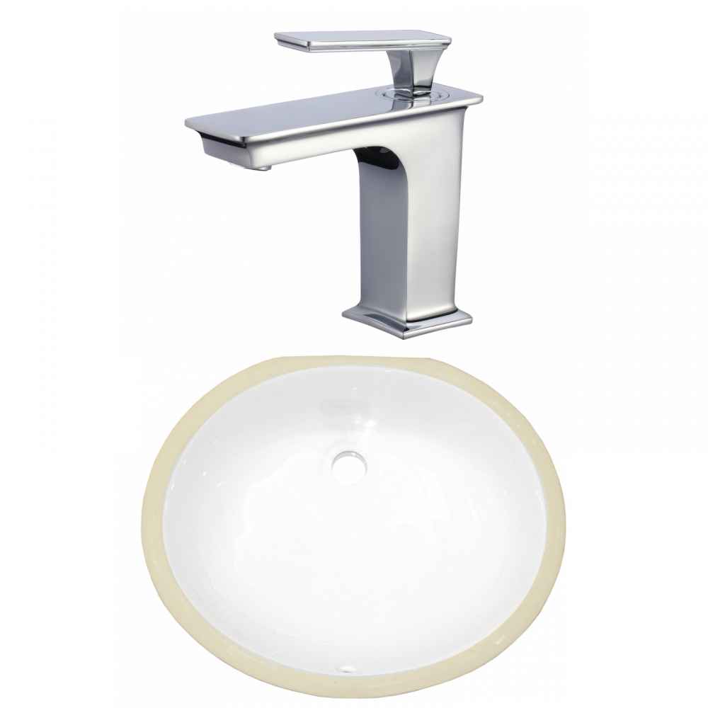 16.5-in. W CSA Oval Bathroom Undermount Sink Set In White - Chrome Hardware