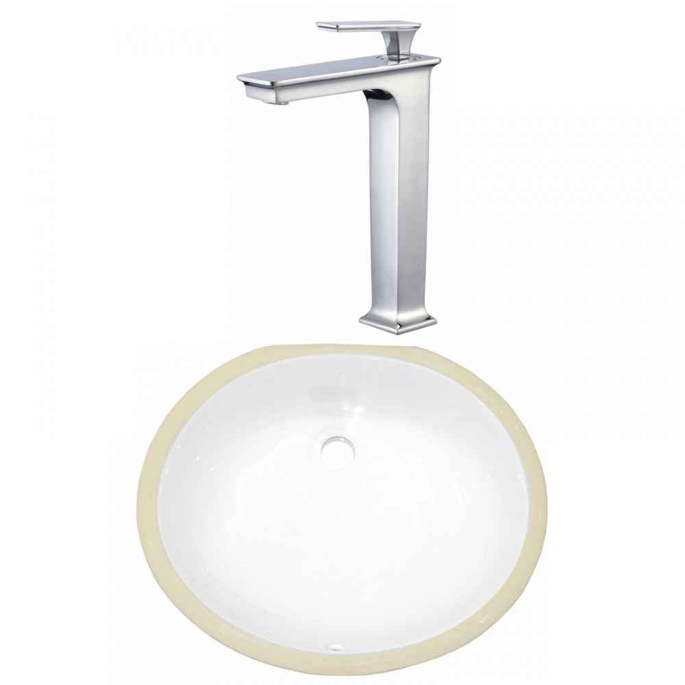 16.5-in. W CSA Oval Bathroom Undermount Sink Set In White - Chrome Hardware