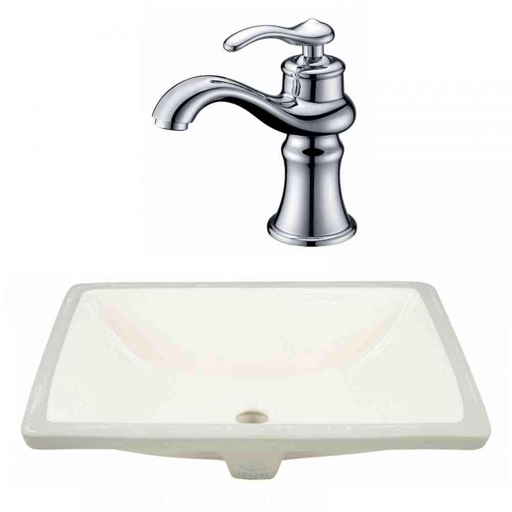 20.75-in. W CSA Rectangle Bathroom Undermount Sink Set In Biscuit - Chrome Hardware