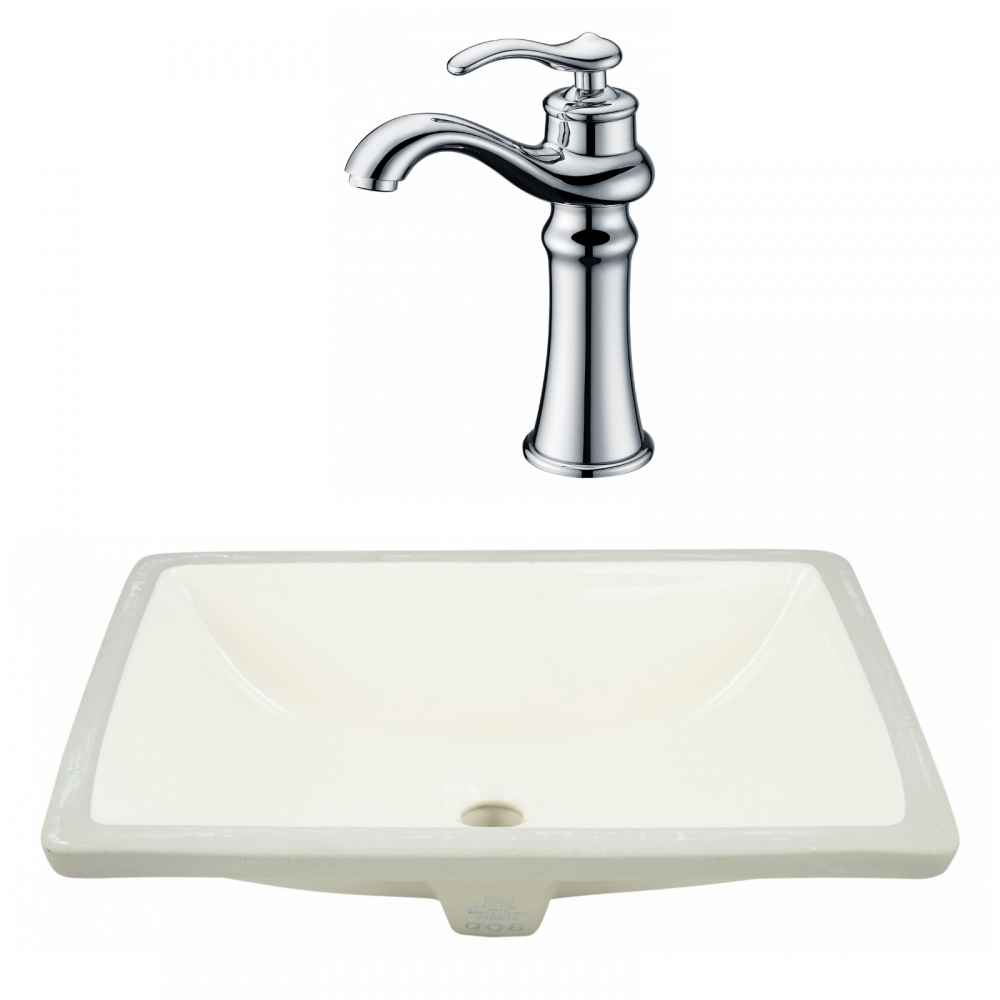 20.75-in. W CSA Rectangle Bathroom Undermount Sink Set In Biscuit - Chrome Hardware