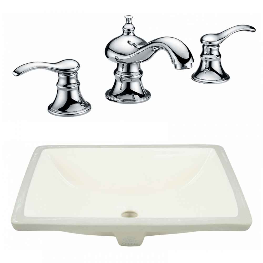 20.75-in. W CSA Rectangle Bathroom Undermount Sink Set In Biscuit - Chrome Hardware
