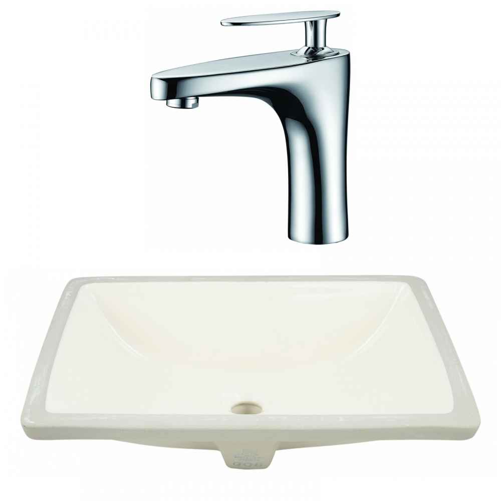 20.75-in. W CSA Rectangle Bathroom Undermount Sink Set In Biscuit - Chrome Hardware
