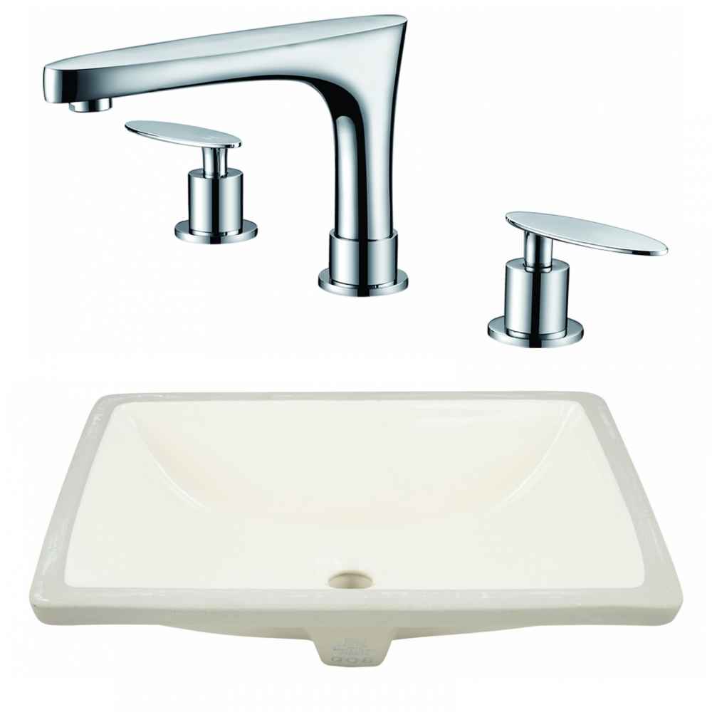 20.75-in. W CSA Rectangle Bathroom Undermount Sink Set In Biscuit - Chrome Hardware