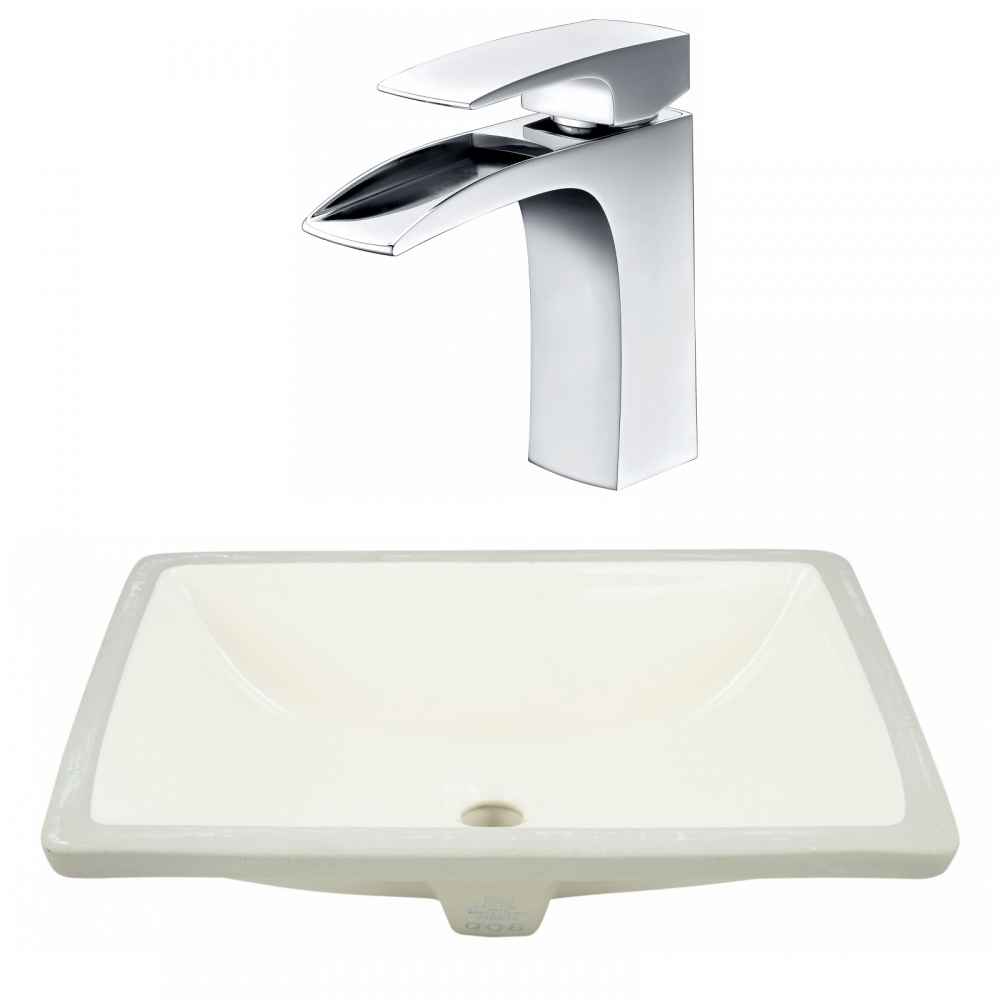 20.75-in. W CSA Rectangle Bathroom Undermount Sink Set In Biscuit - Chrome Hardware