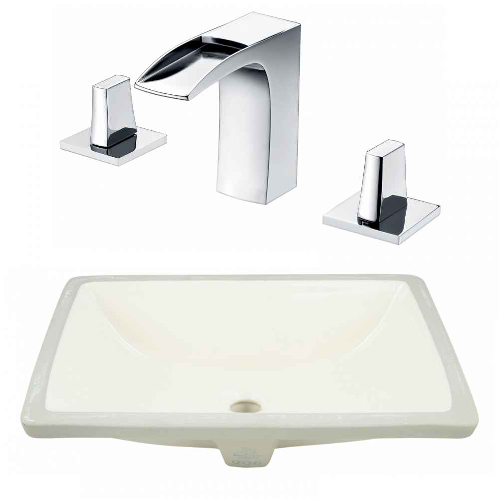 20.75-in. W CSA Rectangle Bathroom Undermount Sink Set In Biscuit - Chrome Hardware