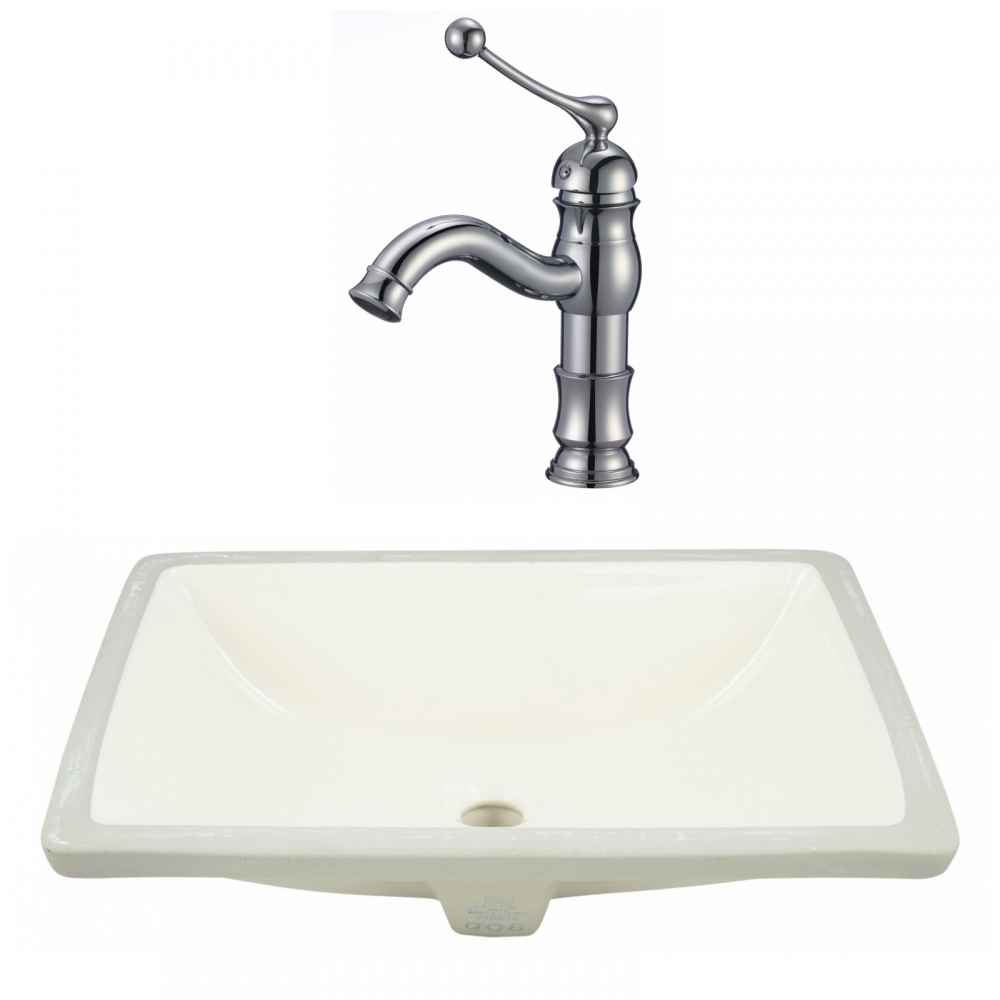 20.75-in. W CSA Rectangle Bathroom Undermount Sink Set In Biscuit - Chrome Hardware