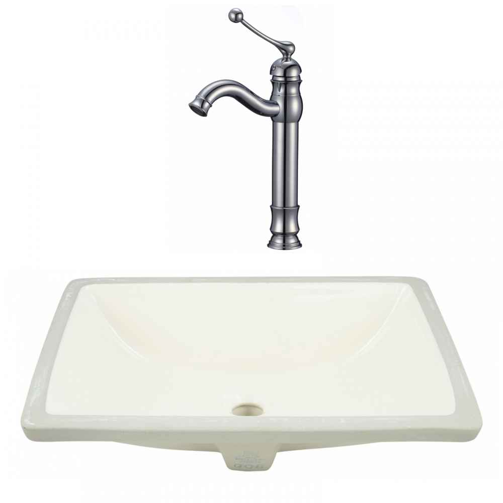 20.75-in. W CSA Rectangle Bathroom Undermount Sink Set In Biscuit - Chrome Hardware