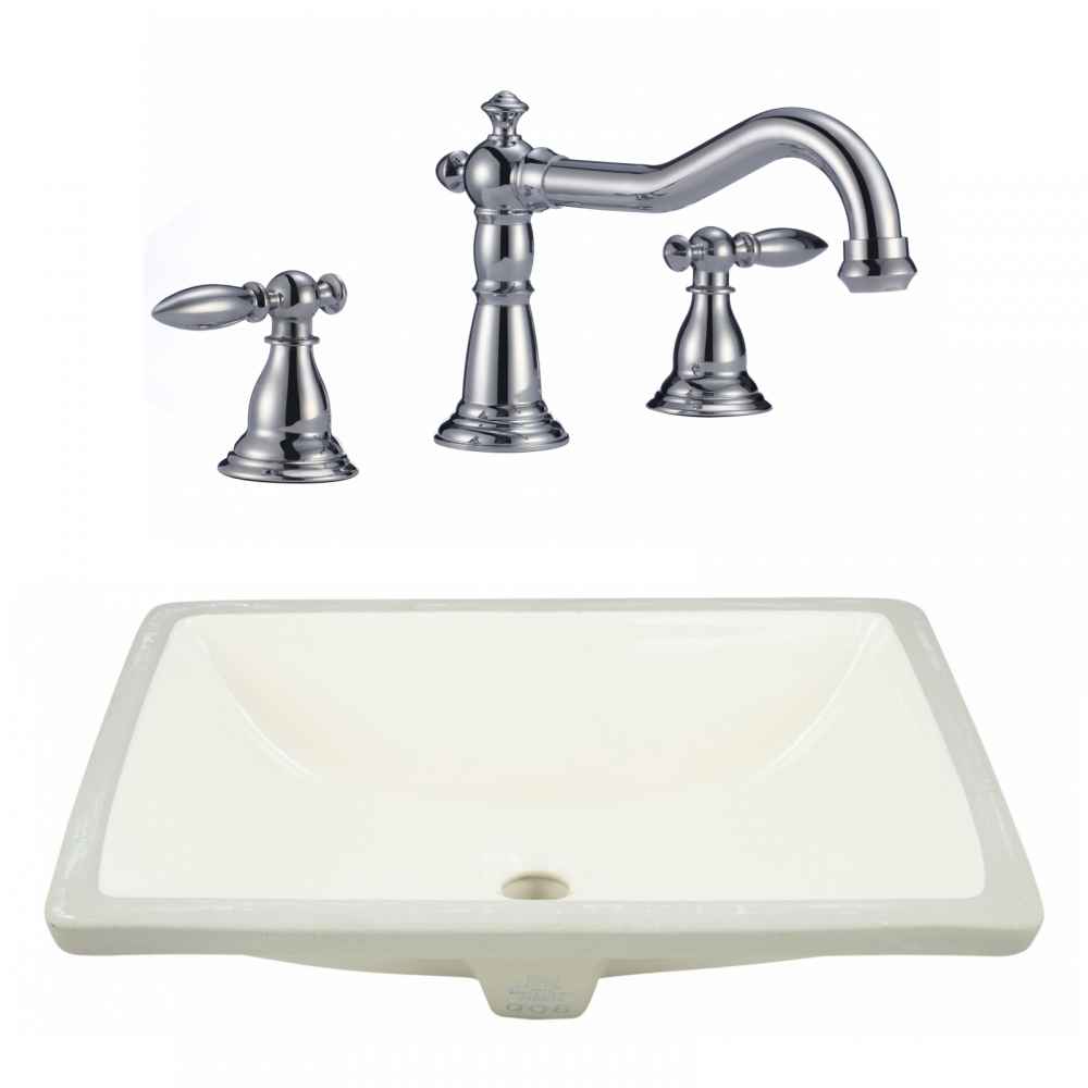 20.75-in. W CSA Rectangle Bathroom Undermount Sink Set In Biscuit - Chrome Hardware