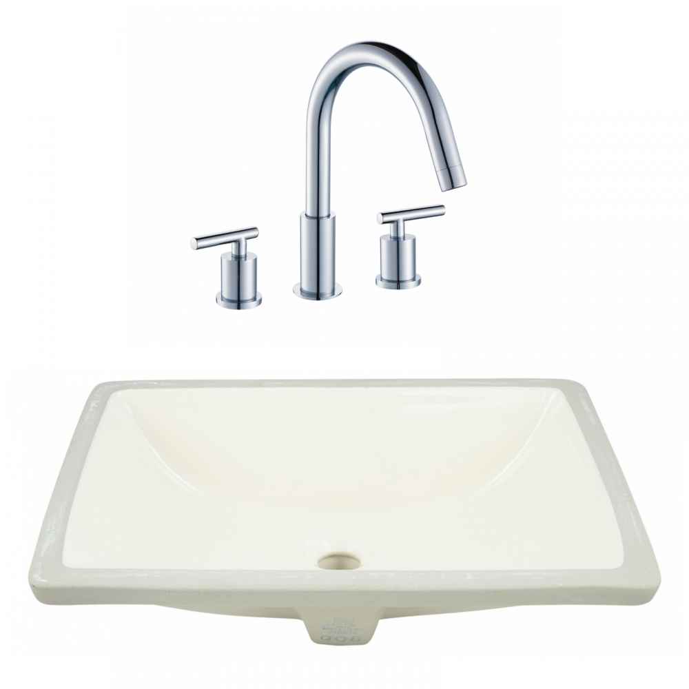 20.75-in. W CSA Rectangle Bathroom Undermount Sink Set In Biscuit - Chrome Hardware