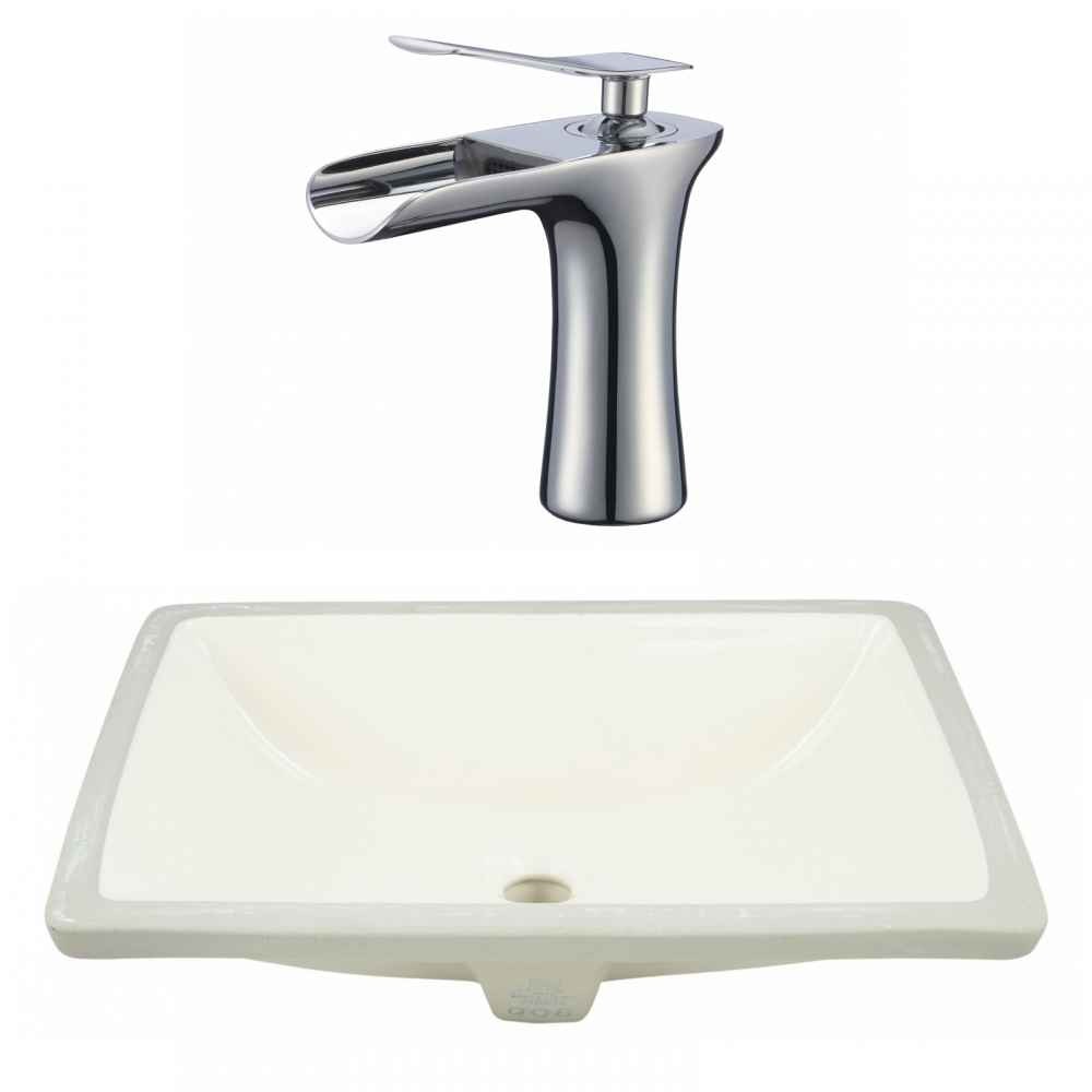 20.75-in. W CSA Rectangle Bathroom Undermount Sink Set In Biscuit - Chrome Hardware