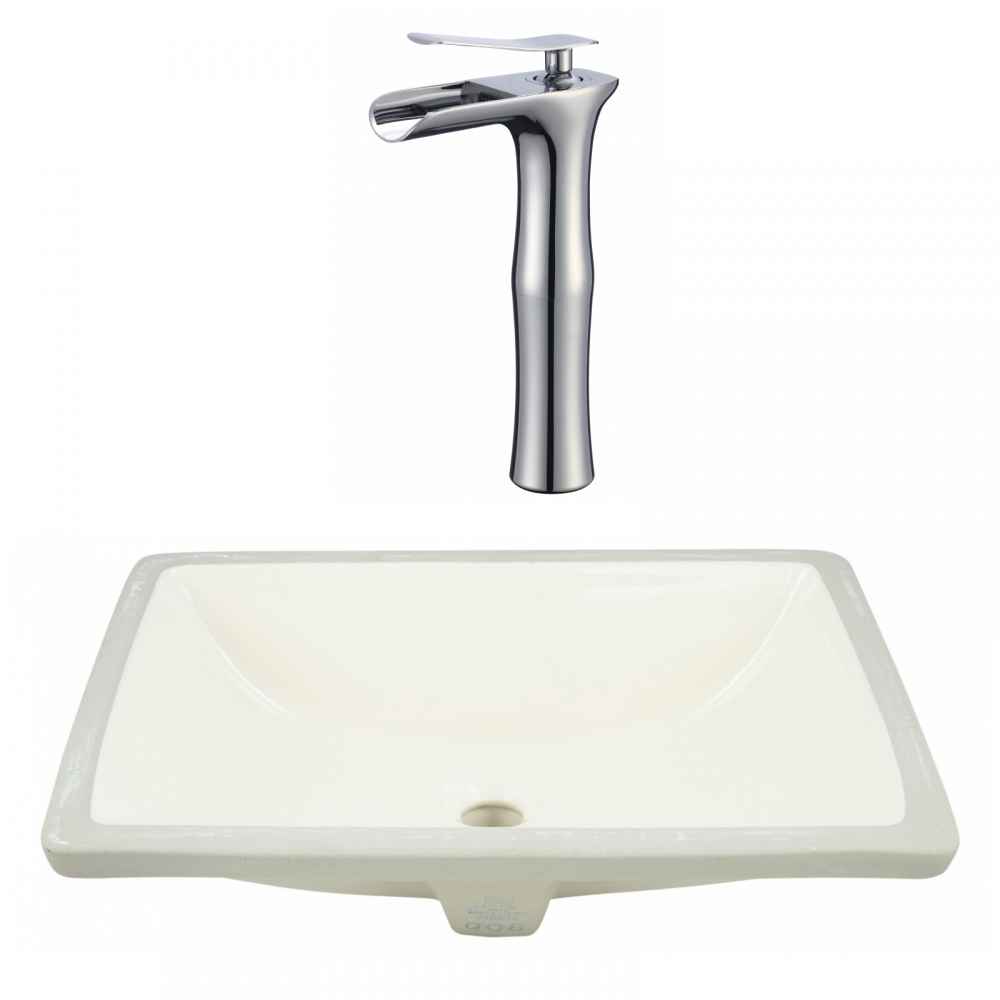 20.75-in. W CSA Rectangle Bathroom Undermount Sink Set In Biscuit - Chrome Hardware