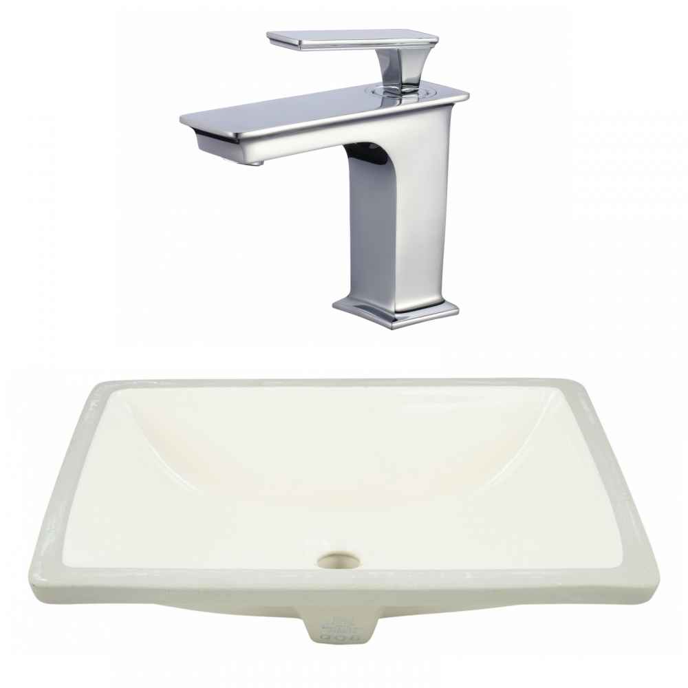20.75-in. W CSA Rectangle Bathroom Undermount Sink Set In Biscuit - Chrome Hardware