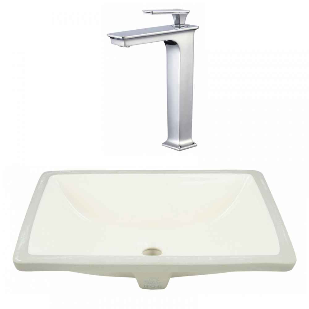 20.75-in. W CSA Rectangle Bathroom Undermount Sink Set In Biscuit - Chrome Hardware