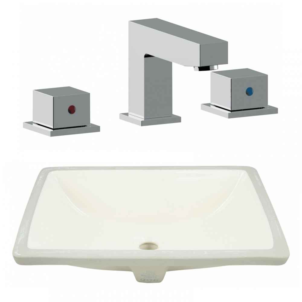 20.75-in. W CSA Rectangle Bathroom Undermount Sink Set In Biscuit - Chrome Hardware