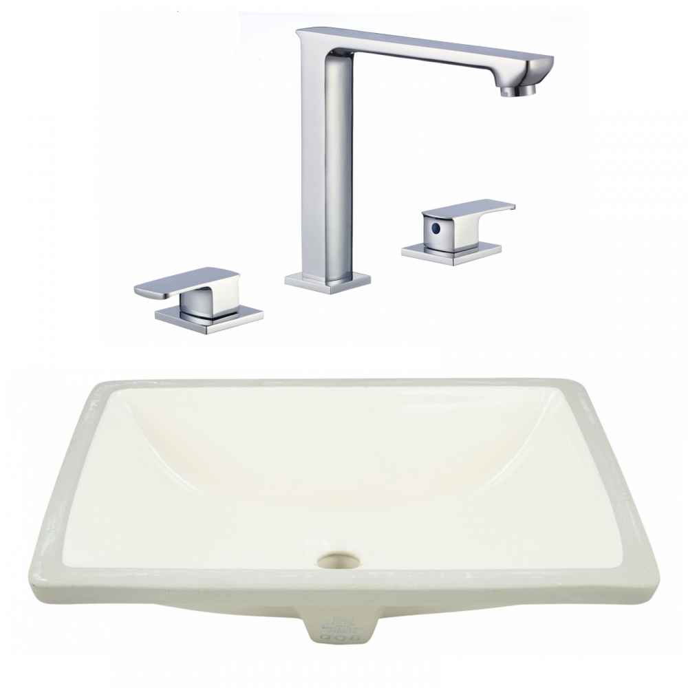 20.75-in. W CSA Rectangle Bathroom Undermount Sink Set In Biscuit - Chrome Hardware
