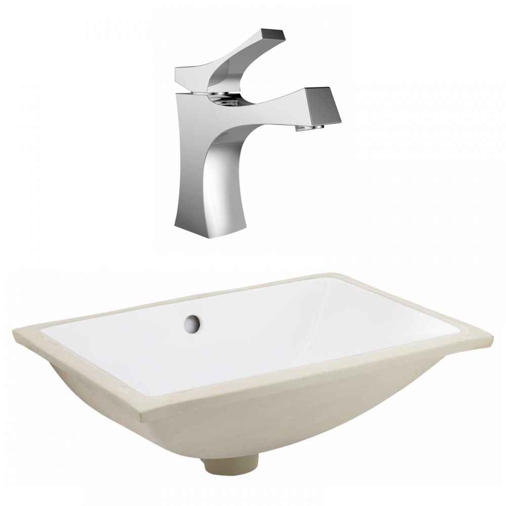 20.75-in. W CSA Rectangle Bathroom Undermount Sink Set In White - Chrome Hardware