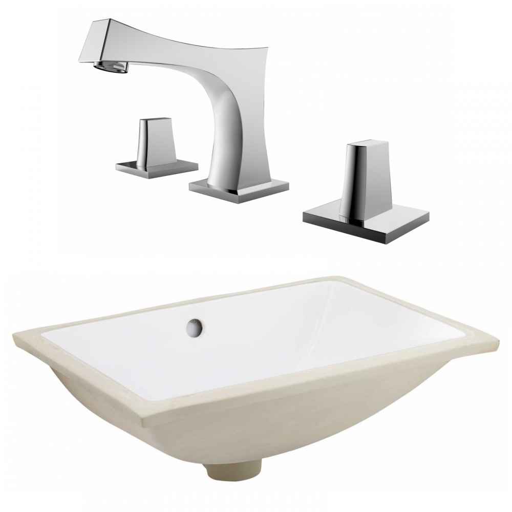 20.75-in. W CSA Rectangle Bathroom Undermount Sink Set In White - Chrome Hardware