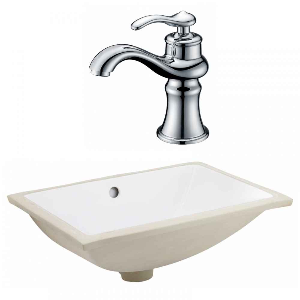 20.75-in. W CSA Rectangle Bathroom Undermount Sink Set In White - Chrome Hardware