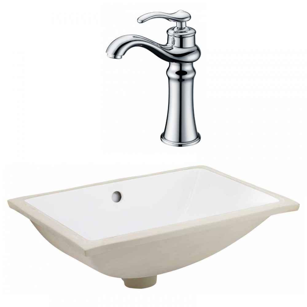 20.75-in. W CSA Rectangle Bathroom Undermount Sink Set In White - Chrome Hardware